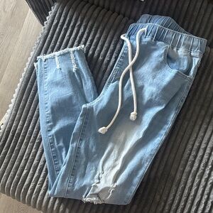 Light Blue Distressed Jogger Jeans